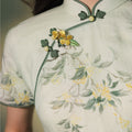light green|Osmanthus Print Qipao top（沁寒）