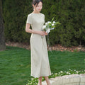 ivory white|Modern one-Pieces Qipao Dress（拢月）