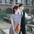 Dusty Blue Elastic Lace | Modern one-Pieces Qipao Dress（兰若）