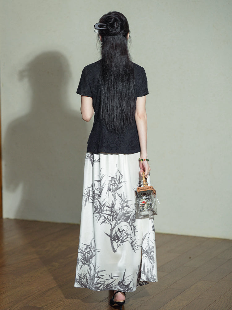 ink and black|Modern one-Pieces Chinese style shirt(月吟）