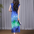 Inked Aurora Blue Green Color Gradient|Modern one-Pieces Qipao Dress（玦光）