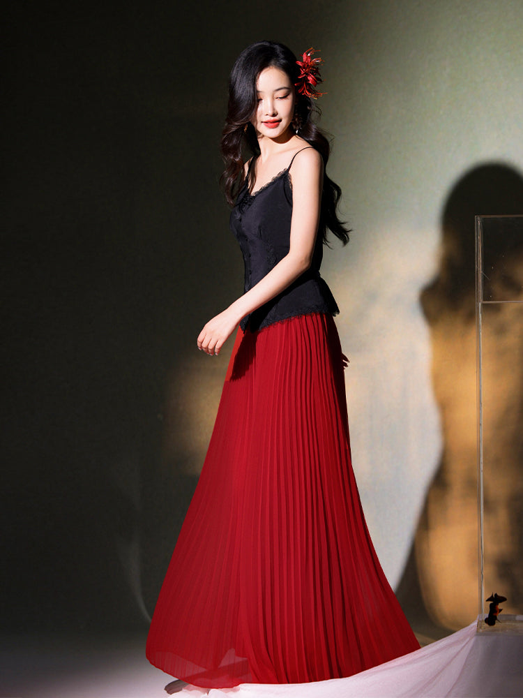Vibrant Red|Modern Pleated Trousers(舒影）