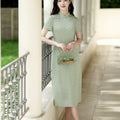 Pea - Green|Modern one-Pieces Qipao dress（陇月）