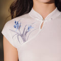 White|Orchid Embroidery Modern one-Pieces Qipao blouse（令娴）