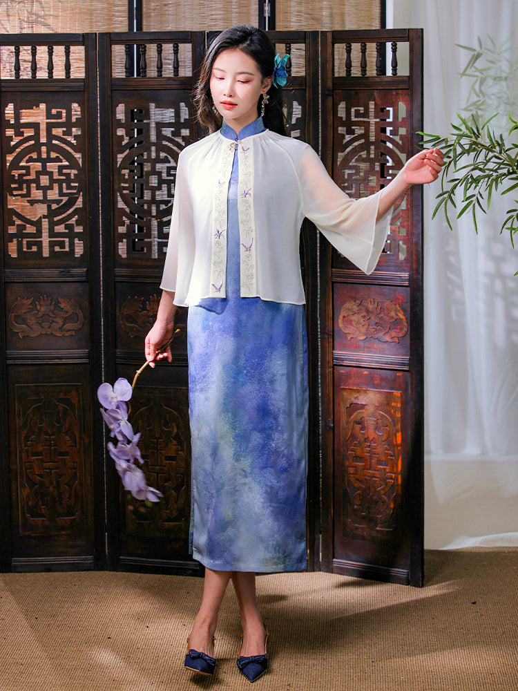 Transparent white|Butterfly Embroidery cardigan（淑蝶）