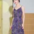 Lilac purple|Modern one-Pieces spaghetti strap dress（馨竹）