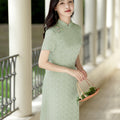 Pea - Green|Modern one-Pieces Qipao dress（陇月）