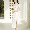 Ivory Vintage Ruyi Embroidery  | Modern one-Pieces Qipao Dress（玉茗）