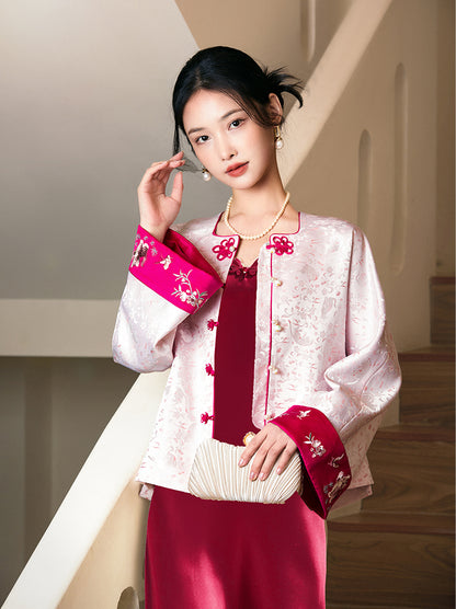 Vintage-Inspired Republic Era Schoolgirl Dress  | Velvet Cheongsam Top（琳悦）