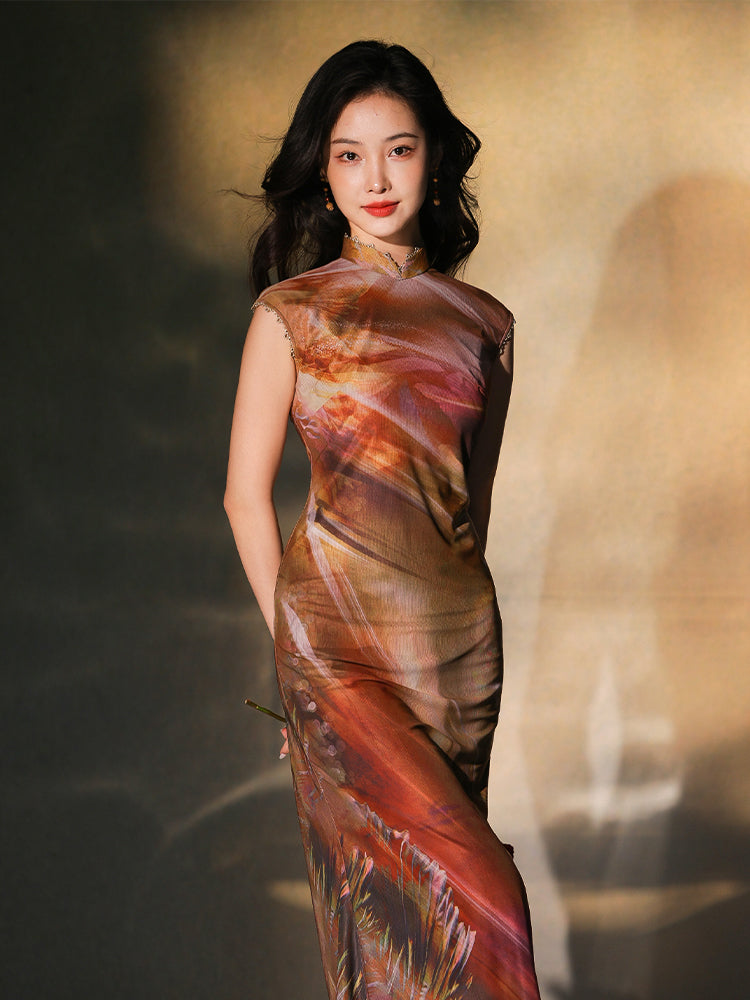swoosh of sunset|Modern one-Pieces Qipao Dress（鎏光）