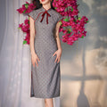 Dusk Grey with Red Polka Dots | Modern one-Pieces Qipao Dress(佳音)