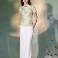 light green|Osmanthus Print Qipao top（沁寒）