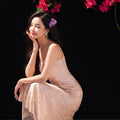 Peach-Tinted Camellia Embroidery | Slip Mermaid Gown（妤婉）