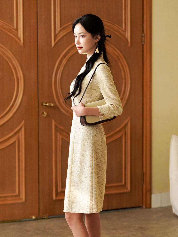 Champagne Gold Linen-Blend | A-Line Dress（南风）