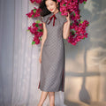 Dusk Grey with Red Polka Dots | Modern one-Pieces Qipao Dress(佳音)