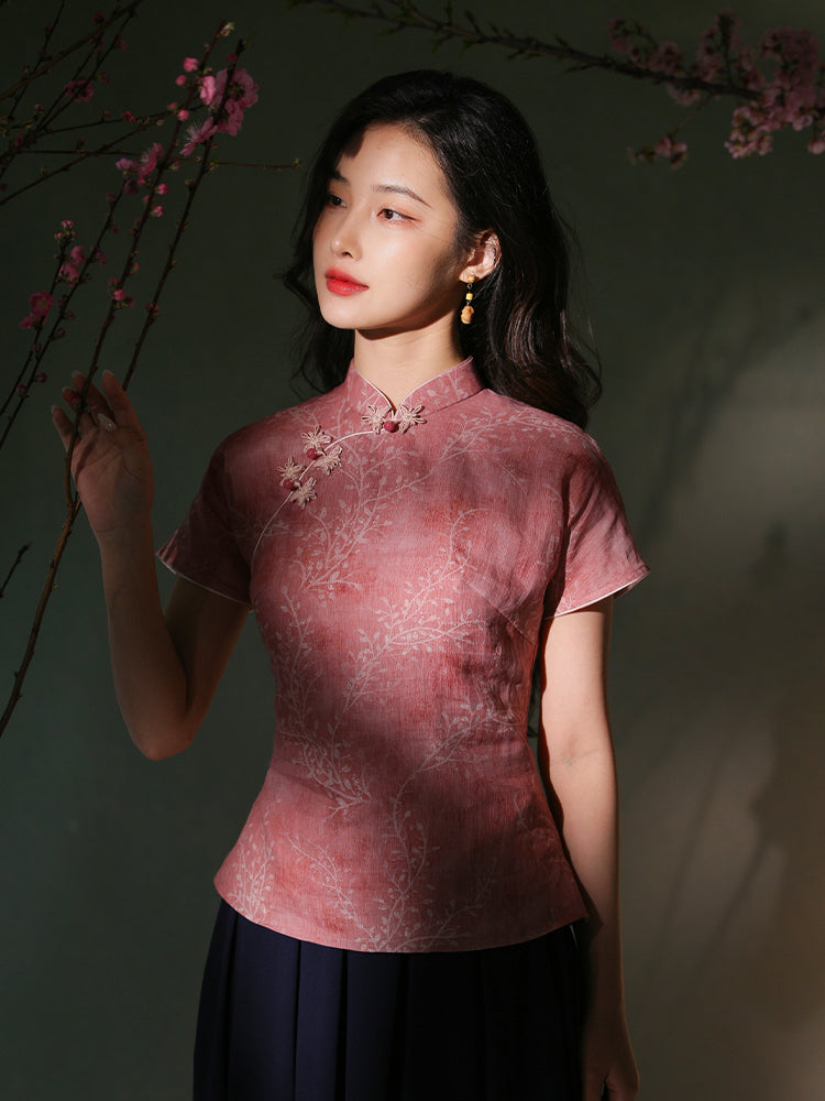 rouge color|Modern one-Pieces Qipao top（安悦）
