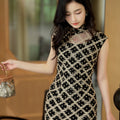 Caramel Diamond Lattice lace | Modern one-Pieces Qipao Dress（晗香）