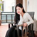 Milky White Long-Sleeve Knit | Contemporary Chinese-Inspired Top（南汐）