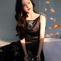 ink Black Silk Embroidered  | Sleeveless Camisole（墨莞）