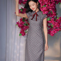 Dusk Grey with Red Polka Dots | Modern one-Pieces Qipao Dress(佳音)