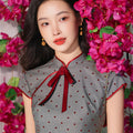 Dusk Grey with Red Polka Dots | Modern one-Pieces Qipao Dress(佳音)