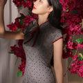 Dusk Grey with Red Polka Dots | Modern one-Pieces Qipao Dress(佳音)