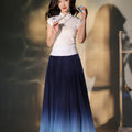 White|Orchid Embroidery Modern one-Pieces Qipao blouse（令娴）