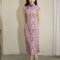 Botanical-dyed geometric prints  | Modern one-Pieces Qipao Dress（念辞）
