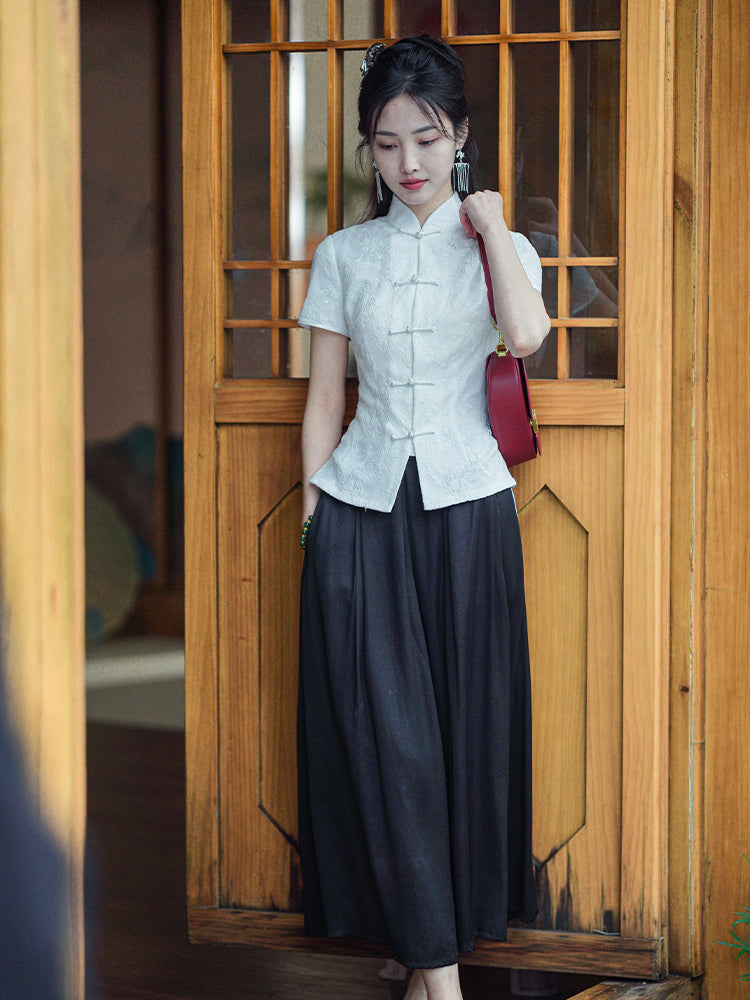 ink and black|Modern one-Pieces Chinese style shirt(月吟）