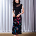 Black Ground with Floral Motifs | Modern one-Pieces Qipao Dress（晚俪）