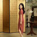 Red striping| Modern one-Pieces Qipao Dress（海云） - E·Beauty
