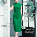 Green acetate jacquard fabric| Modern one-Pieces Qipao Dress（翠微）