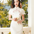 Ivory Vintage Ruyi Embroidery  | Modern one-Pieces Qipao Dress（玉茗）
