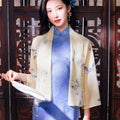 Light beige with pale blue floral prints cardigan（蔓蝶）