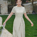 ivory white|Modern one-Pieces Qipao Dress（拢月）