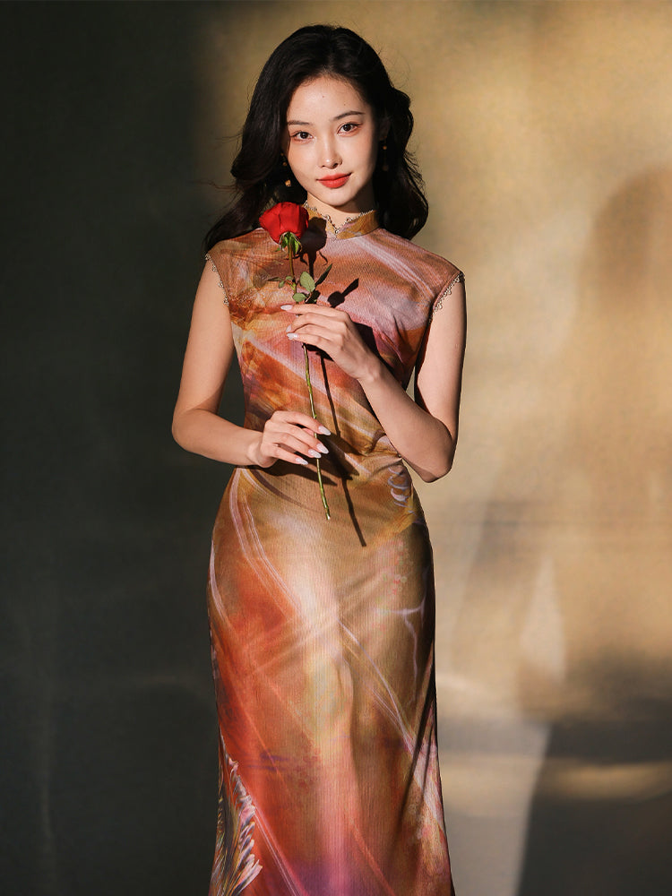 swoosh of sunset|Modern one-Pieces Qipao Dress（鎏光）