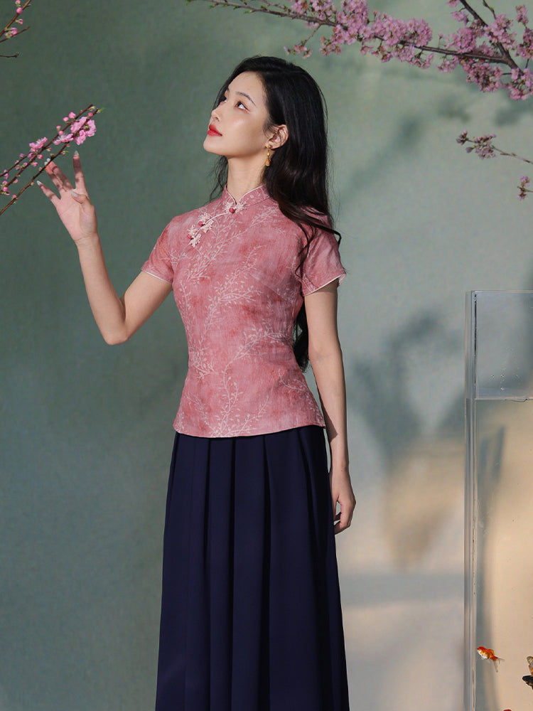 rouge color|Modern one-Pieces Qipao top（安悦）