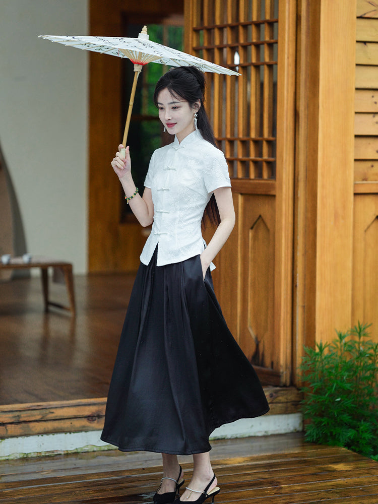 ink and black|Modern one-Pieces Chinese style shirt(月吟）