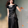 ink Black Silk Embroidered  | Sleeveless Camisole（墨莞）