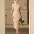 Apricot Stretch Lace | Modern one-Pieces Qipao Dress (金樱)
