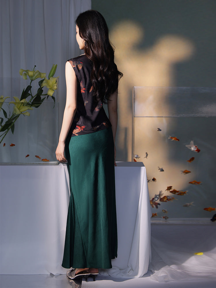 pine green| Cropped Fishtail Skirt（春渐）