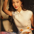 White|Orchid Embroidery Modern one-Pieces Qipao blouse（令娴）