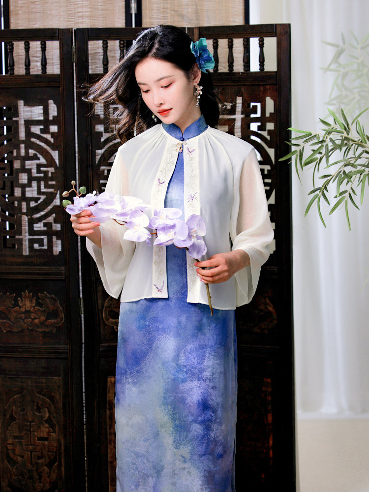 Transparent white|Butterfly Embroidery cardigan（淑蝶）