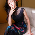 Black Ground with Floral Motifs | Modern one-Pieces Qipao Dress（晚俪）