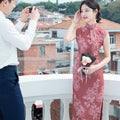 Leather Pink|Modern one-Pieces Qipao Dress（相思子）