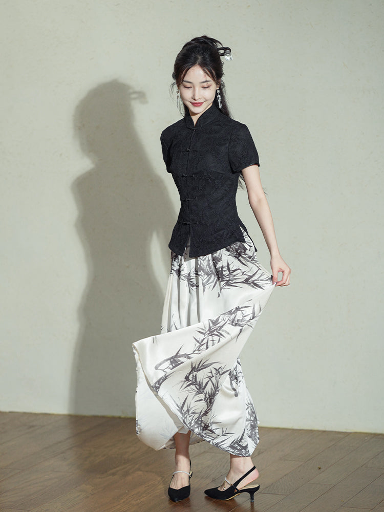 ink and black|Modern one-Pieces Chinese style shirt(月吟）