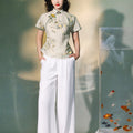 light green|Osmanthus Print Qipao top（沁寒）