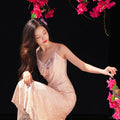 Peach-Tinted Camellia Embroidery | Slip Mermaid Gown（妤婉）