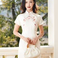 Ivory Vintage Ruyi Embroidery  | Modern one-Pieces Qipao Dress（玉茗）