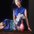 Inked Aurora Blue Green Color Gradient|Modern one-Pieces Qipao Dress（玦光）